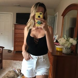 Black Ribbed Bodysuit